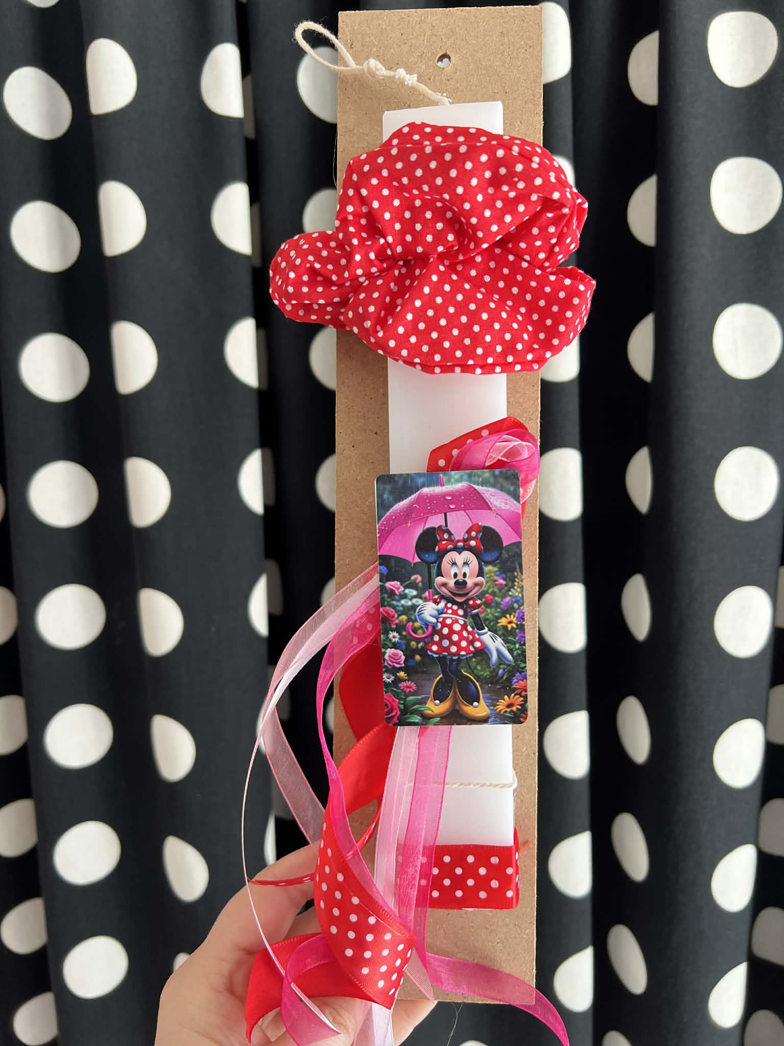 Λαμπάδα Minnie με scrunchies